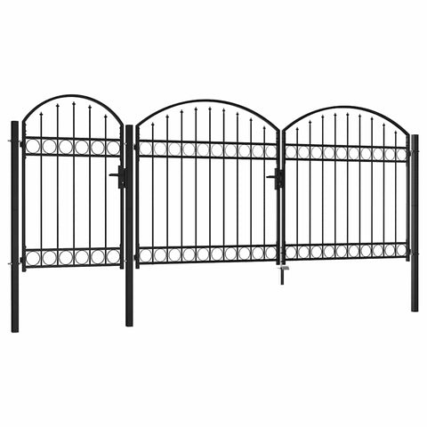 Garden Fence Gate with Arched Top Steel 2.25x4 m Black 144369