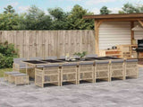 17 Piece Garden Dining Set with Cushions Beige Poly Rattan 3210828