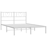 Metal Bed Frame without Mattress with Headboard White 120x190cm 355509