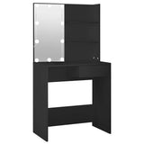 Dressing Table with LED Black 74.5x40x141 cm 808802