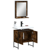 2 Piece Bathroom Cabinet Set Smoked Oak Engineered Wood 3214336