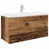 Sink Cabinet with Built-in Basin and Faucet Old Wood 3328935