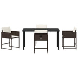 Garden Dining Set with Cushion 5 pcs Brown Poly Rattan 3380017