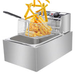 ZNTS EH81 2500W 220-240V 6.3QT/6L Stainless Steel Single Cylinder Electric Fryer UK Plug 56252372