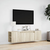 TV Wall Cabinet with LED Lights Sonoma Oak 135x31x39.5 cm 852385