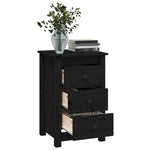 ZNTS Bedside Cabinet Black 40x35x61.5 cm Solid Wood Pine 813707