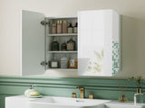 Arched Bathroom Mirror Cabinet with Adjustable Shelves - White T3398P423513