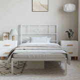 Metal Bed Frame without Mattress with Headboard White 100x200cm 355311