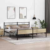Metal Bed Frame without Mattress Sonoma Oak 200x200 cm 3325128