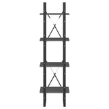 4-Tier Book Cabinet Grey 40x30x140 cm Solid Pine Wood 806424