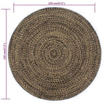 ZNTS Handmade Rug Jute Black and Natural 120 cm 133726