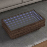 Coffee Table with LED Brown Oak 90x50x30 cm Engineered Wood 847524