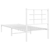 Metal Bed Frame without Mattress with Headboard White 80x200cm 355601