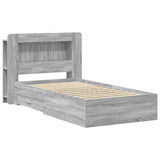 Bed Frame with Storage Grey Sonoma 90 x 190 cm Engineered Wood 3433817