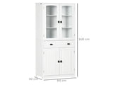 Kitchen Cupboard, Freestanding Storage Cabinet with 2 Adjustable Shelves, Drawer and Glass Door for T3398P378028
