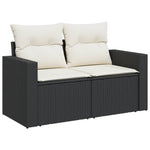 ZNTS 11 Piece Garden Sofa Set with Cushions Black Poly Rattan 3228916