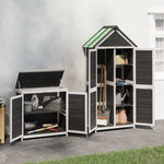 ZNTS 2 Piece Garden Tool Shed Set Grey Solid Wood Pine 172250