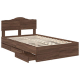Bed Frame with Drawer Brown Oak 120 x 190 cm Engineer Wood 3413032