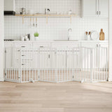Dog Gate with Door Foldable 6 Panels White 300 cm Poplar Wood 352215