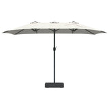 Garden Parasol Sand and Anthracite 385 x 209 x 244 cm Polyester 42003283