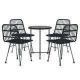 5 Piece Garden Dining Set Black Poly Rattan 3157840