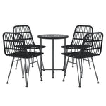 ZNTS 5 Piece Garden Dining Set Black Poly Rattan 3157840