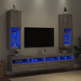 TV Cabinets with LED Lights 2 pcs Grey Sonoma 30.5x30x102 cm 837026