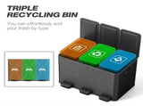 3 x 20L Pedal Bin, Steel Triple Kitchen Bin with Soft Close Lid, Removable Inner Buckets, T3398P377539
