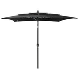 3-Tier Garden Parasol with Aluminium Pole Black 2.5x2.5 m 313842