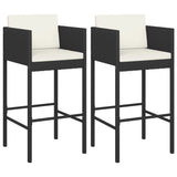 Bar Stool Set of 2 Black Poly rattan Counter Height Lightweight 316673