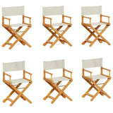 6 Piece Folding Garden Chairs Cream White Fabric 3208911
