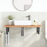 Basin Shelf Wall Mounted Steel and Solid Wood Beech 3302447