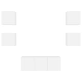 6 Piece TV Wall Units with LED White Engineered Wood 3216811