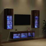TV Wall Units Wall-mounted 5 pcs Black Oak Engineered Wood 3402923