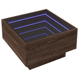 Coffee Table with LED Brown Oak 50x50x30 cm Engineered Wood 847510