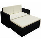 2 Piece Garden Lounge Set with Cushions Poly Rattan Black 42834