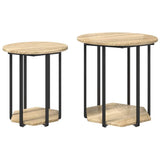 Side Table Set with Shelf 2 pcs Brown 869715