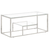 Coffee Table Silver Stainless Steel and Tempered Glass 350017