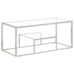 ZNTS Coffee Table Silver Stainless Steel and Tempered Glass 350017