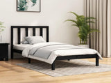 Bed Frame without Mattress Black Solid Wood Pine 100x200 cm 3105154