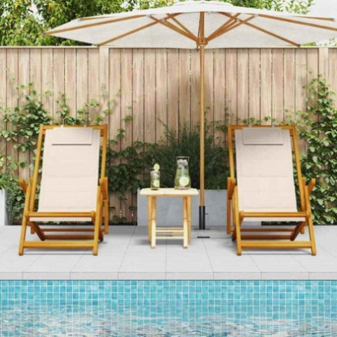 Beach Chair with Cushion 2 pcs Brown x x Solid Acacia wood 3325141
