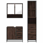 ZNTS 3 Piece Bathroom Furniture Set Brown Oak Engineered Wood 3301169