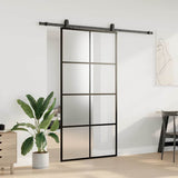 Sliding Door with Hardware Set Black 102.5x205 cm ESG Glass 3375947