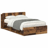 Bed Frame with Storage Old Wood 120 x 190 cm Engineered Wood 3433355