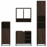 ZNTS 4 Piece Bathroom Furniture Set Brown Oak Engineered Wood 3301239