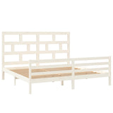 3101304 Bed Frame without Mattress White Solid Wood 200x200 cm
