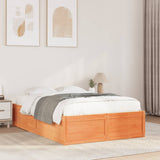Bed Frame without Mattress Wax Brown 135x190 cm Double Solid Wood Pine 3282386