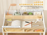 Kids Desk and Chair Set, Children Study Table with Storage and Shelves for Study Room, Gift for 3-8 T3398P553214