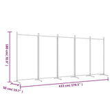 5-Panel Room Divider Black 433x180 cm Fabric 350269