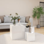 ZNTS Side Tables 3 pcs High Gloss White Engineered Wood 808591